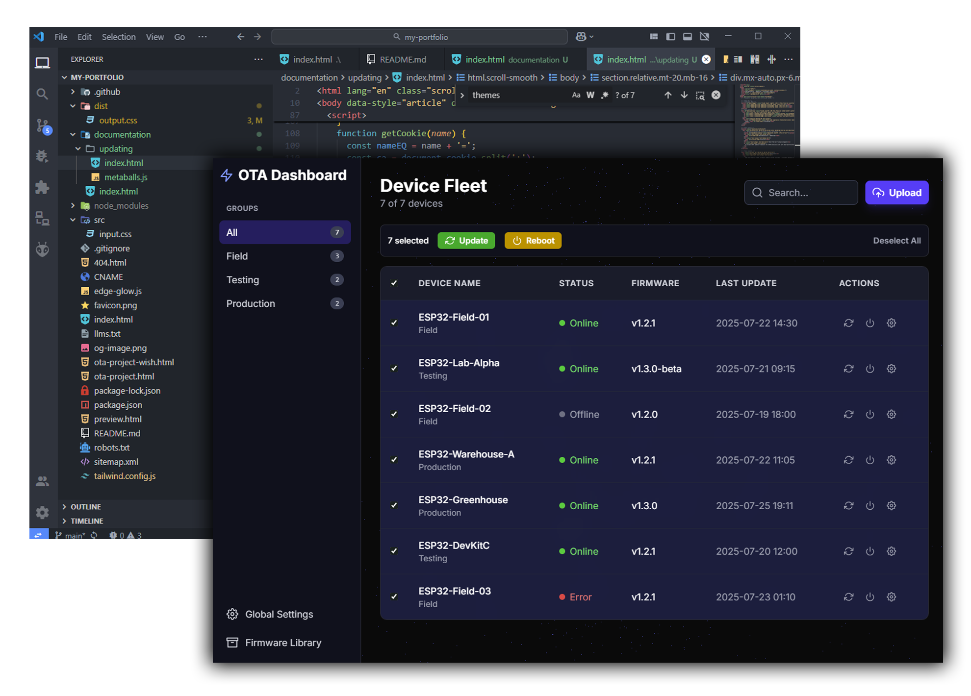 Two-device visual interface