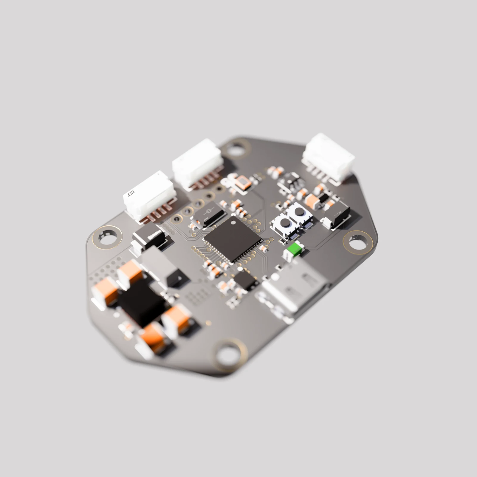 Render of the custom BEC flight-controller board
